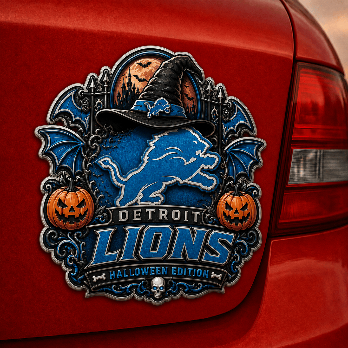 DET x NFL Halloween Edition Car Namge Badge