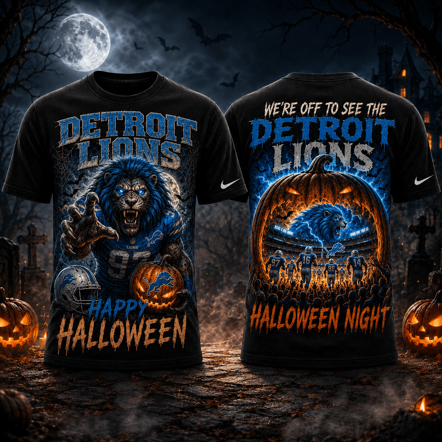 DET x NFL Halloween Game Day 3D Shirt