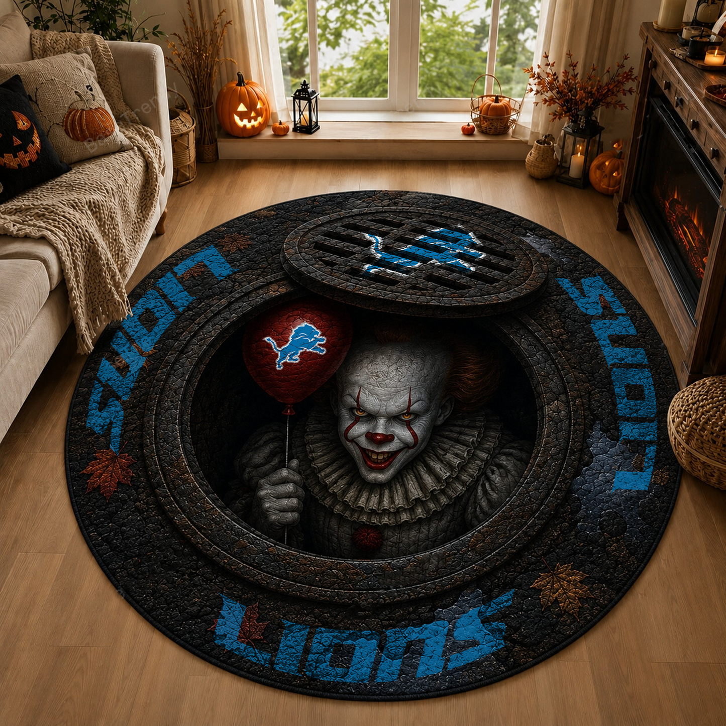 DET x NFL Halloween IT Rug