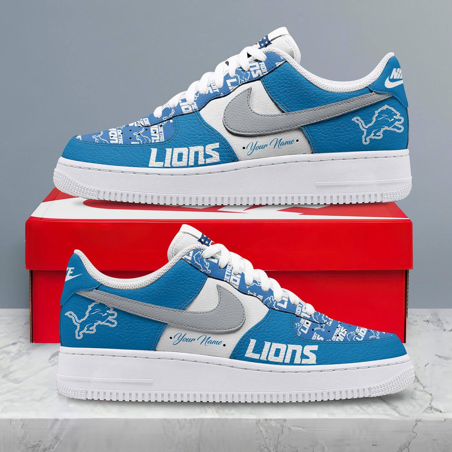 DET x NFL Personalized Team Icon AF1 Shoes