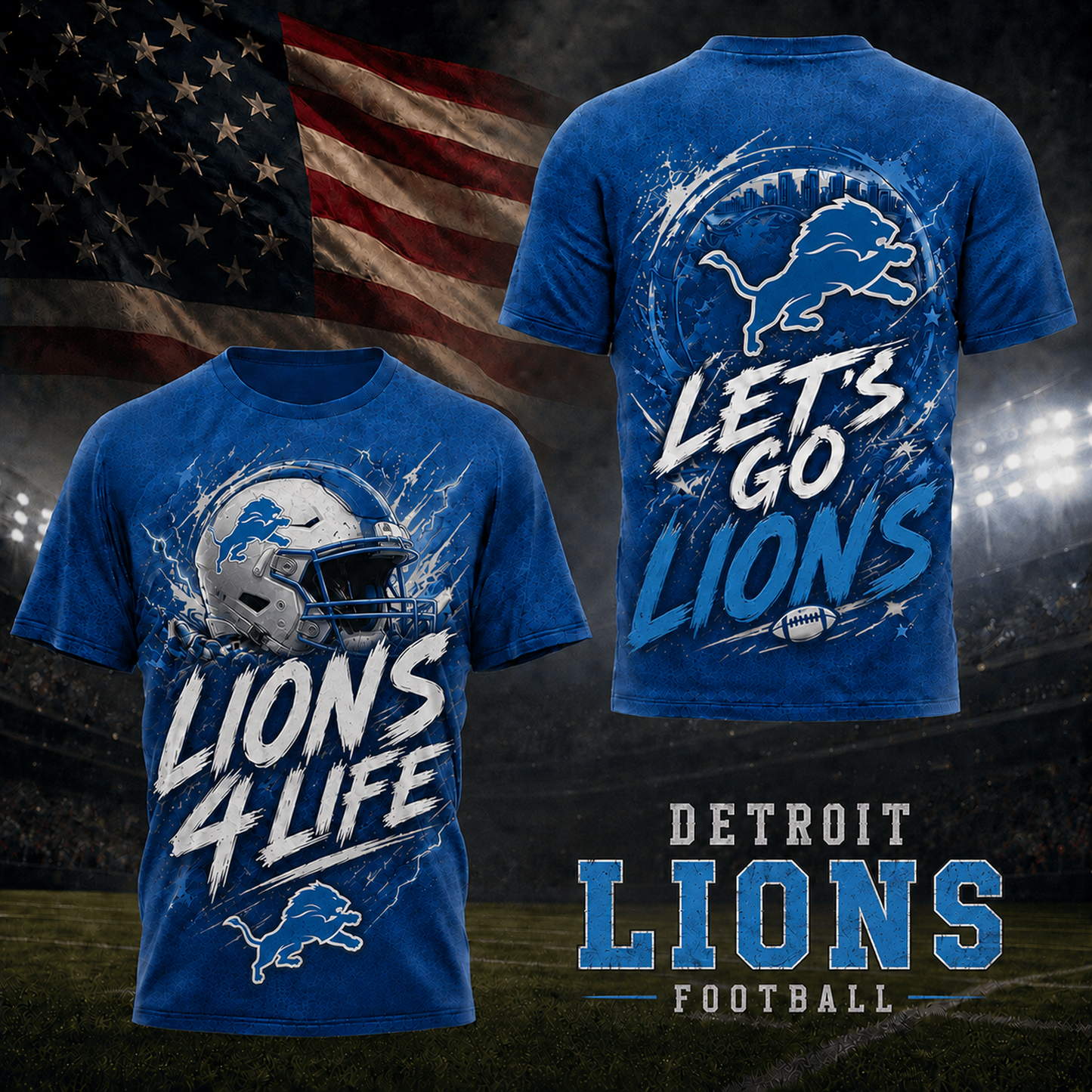 DET x NFL Premium Fan For Life 3D Shirt