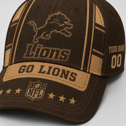 DET x NFL Premium Vintage Leather Personalized Cap for Loyal Fans