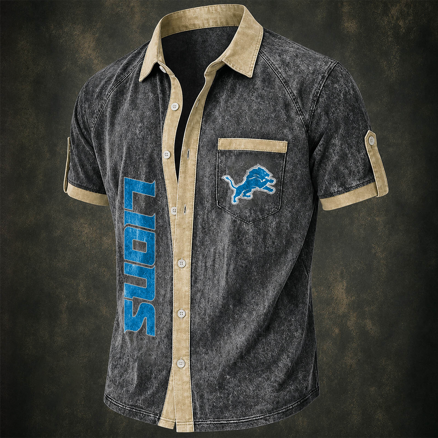 DET x NFL Short-Sleeve Button-Up Sports Shirt