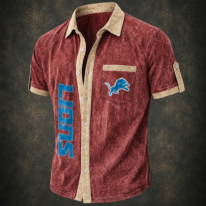 DET x NFL Short-Sleeve Button-Up Sports Shirt