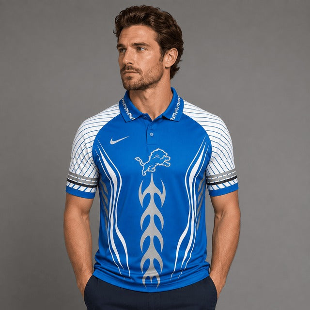 DL Premium NFL Flame Stripe Athletic Polo Shirt