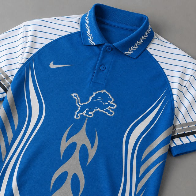 DL Premium NFL Flame Stripe Athletic Polo Shirt