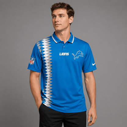 DL Premium NFL Men’s Sporty Zigzag Stripe Polo Shirt