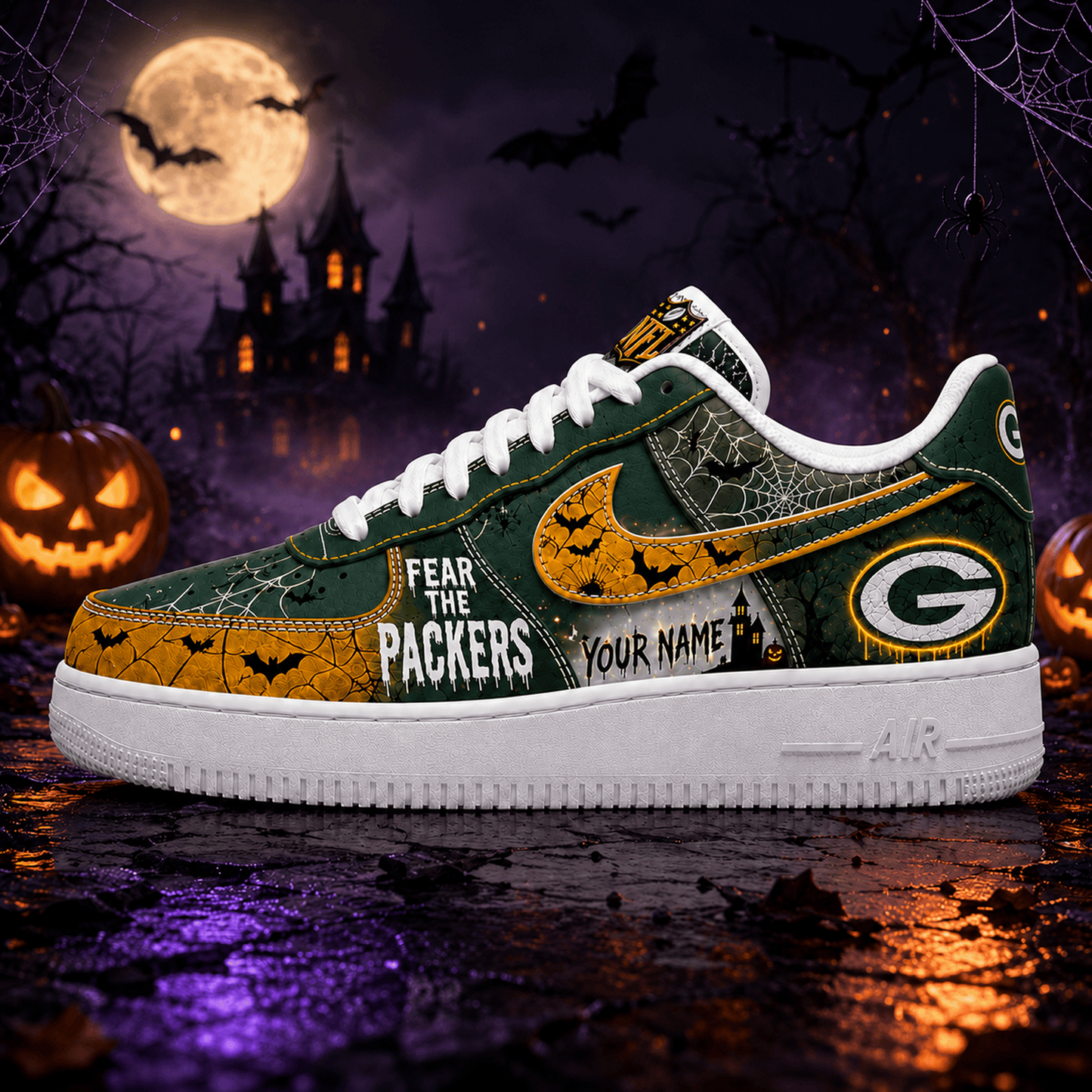 GB x NFL Fear The Team Halloween AF1 Sneakers 1807