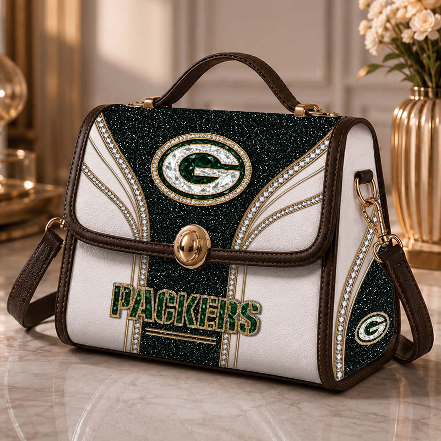 GB x NFL Glitter Leather Handbag