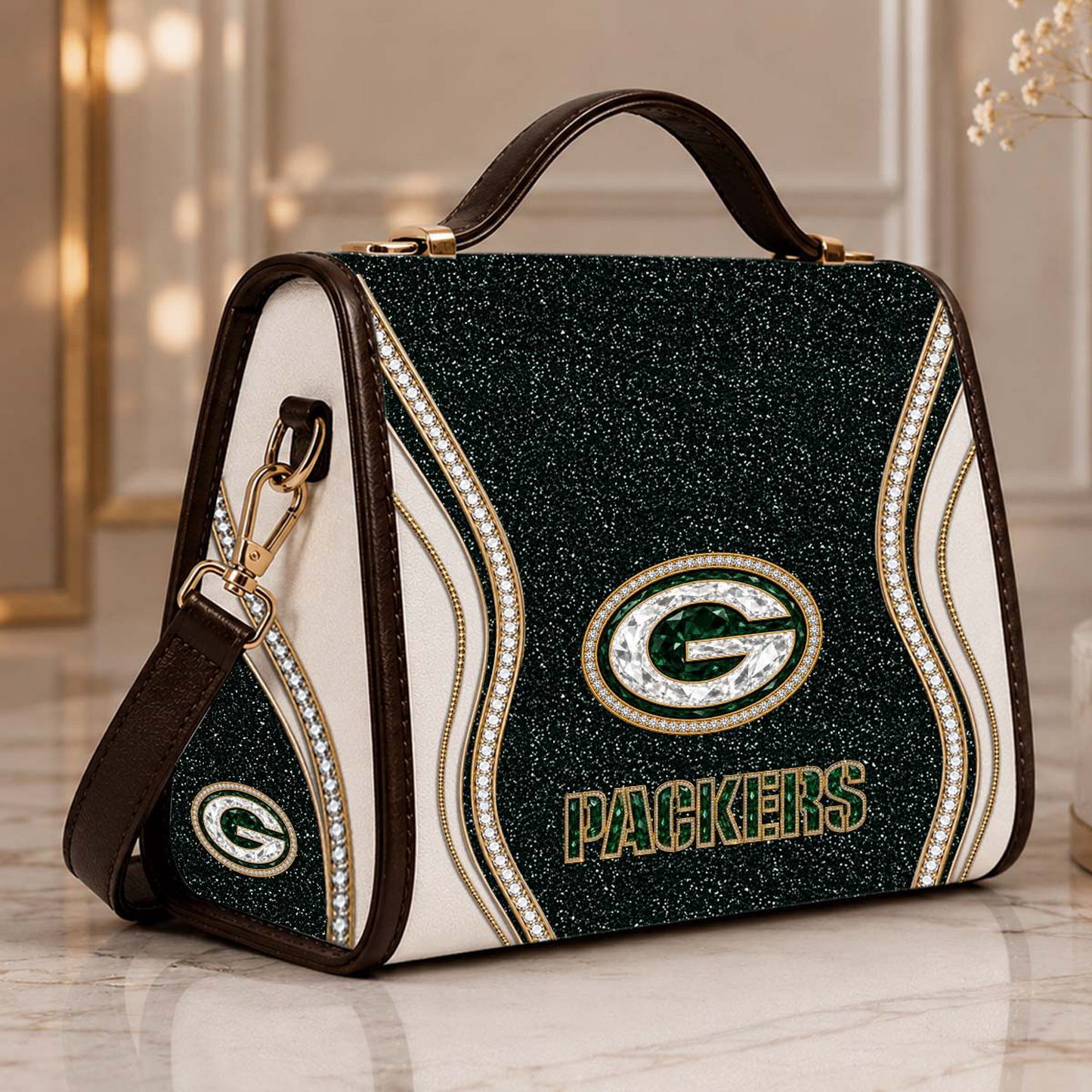 GB x NFL Glitter Leather Handbag