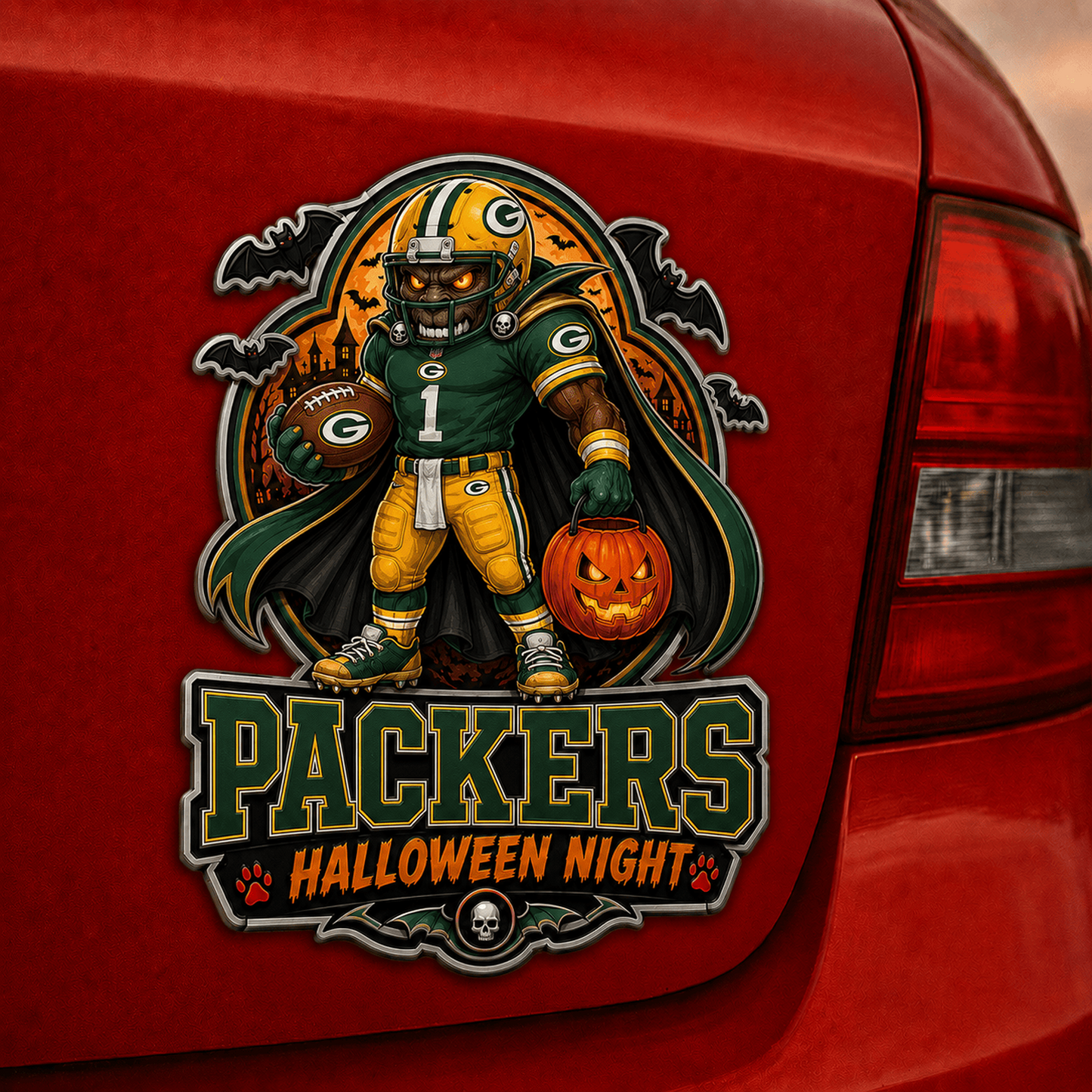 GB x NFL Halloween Edition Car Namge Badge