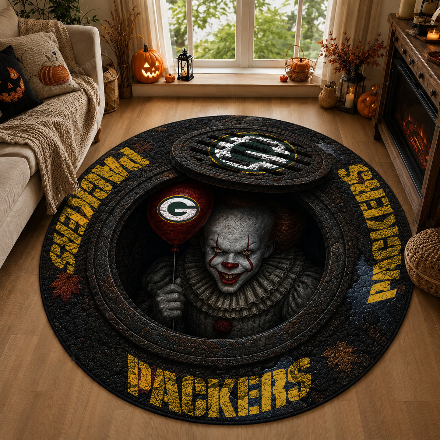 GB x NFL Halloween IT Rug