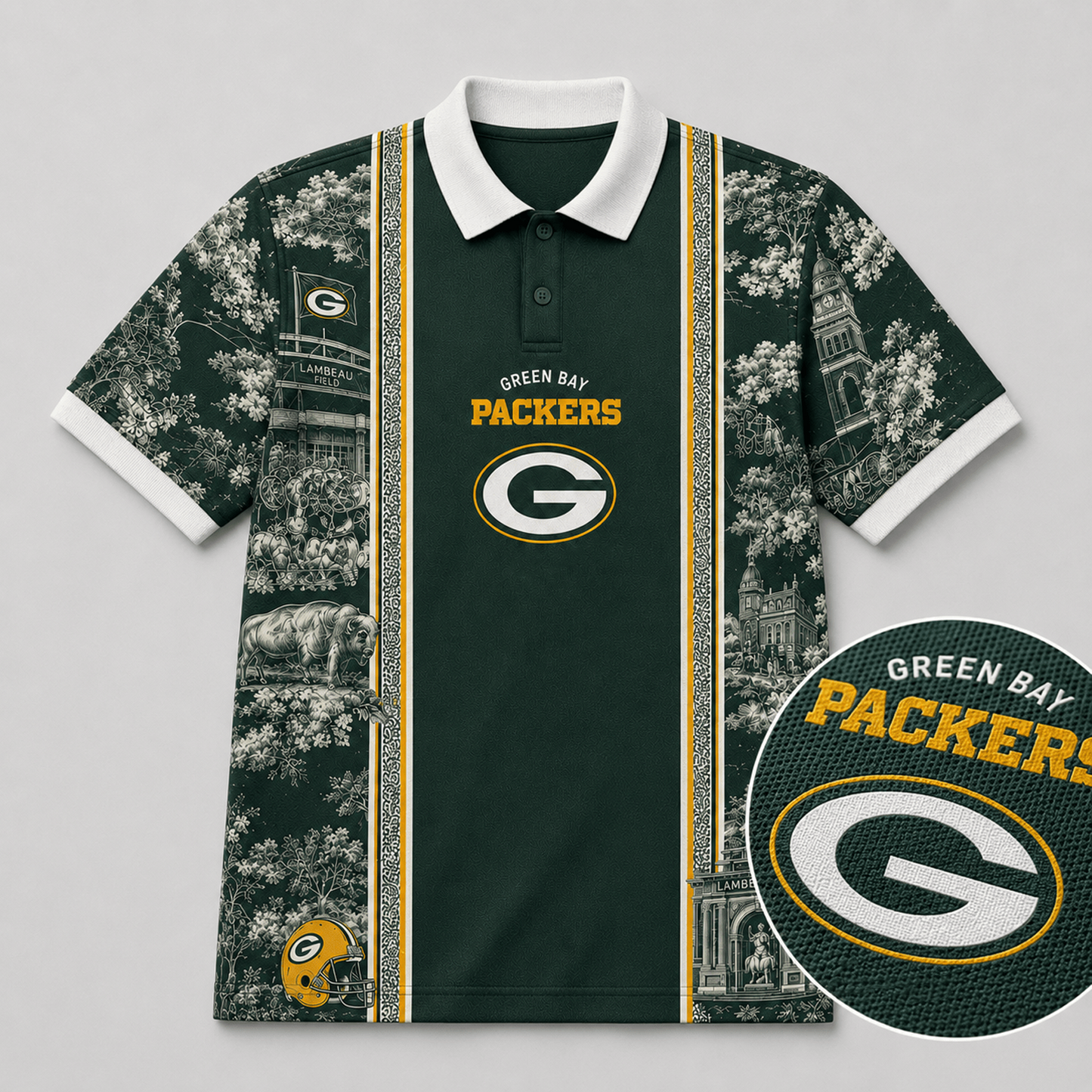 GB x NFL Heritage Cityscape Polo Shirt for Loyal Fans