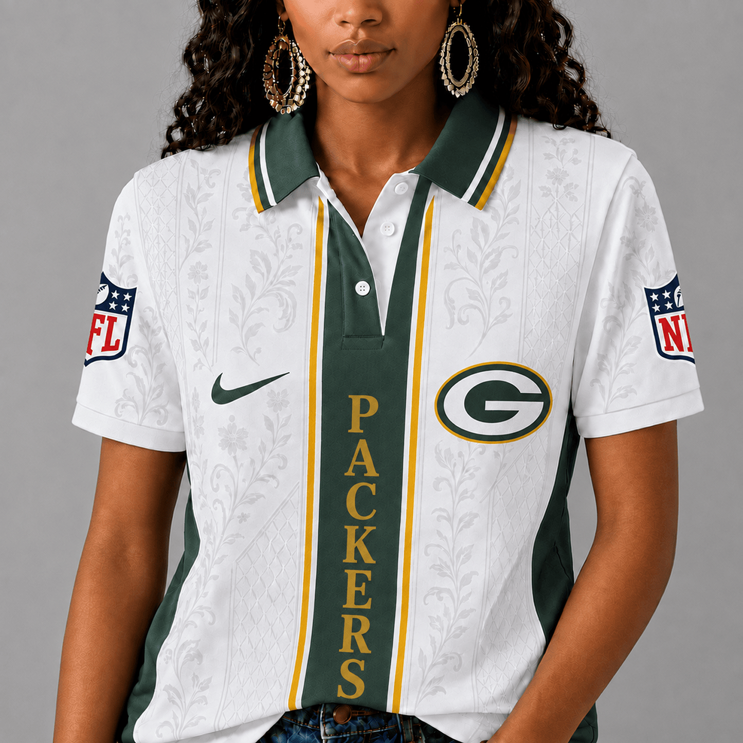 GB x NFL Premium Floral Elegance Polo Shirt