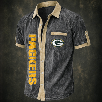 GB x NFL Short-Sleeve Button-Up Sports Shirt
