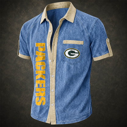 GB x NFL Short-Sleeve Button-Up Sports Shirt