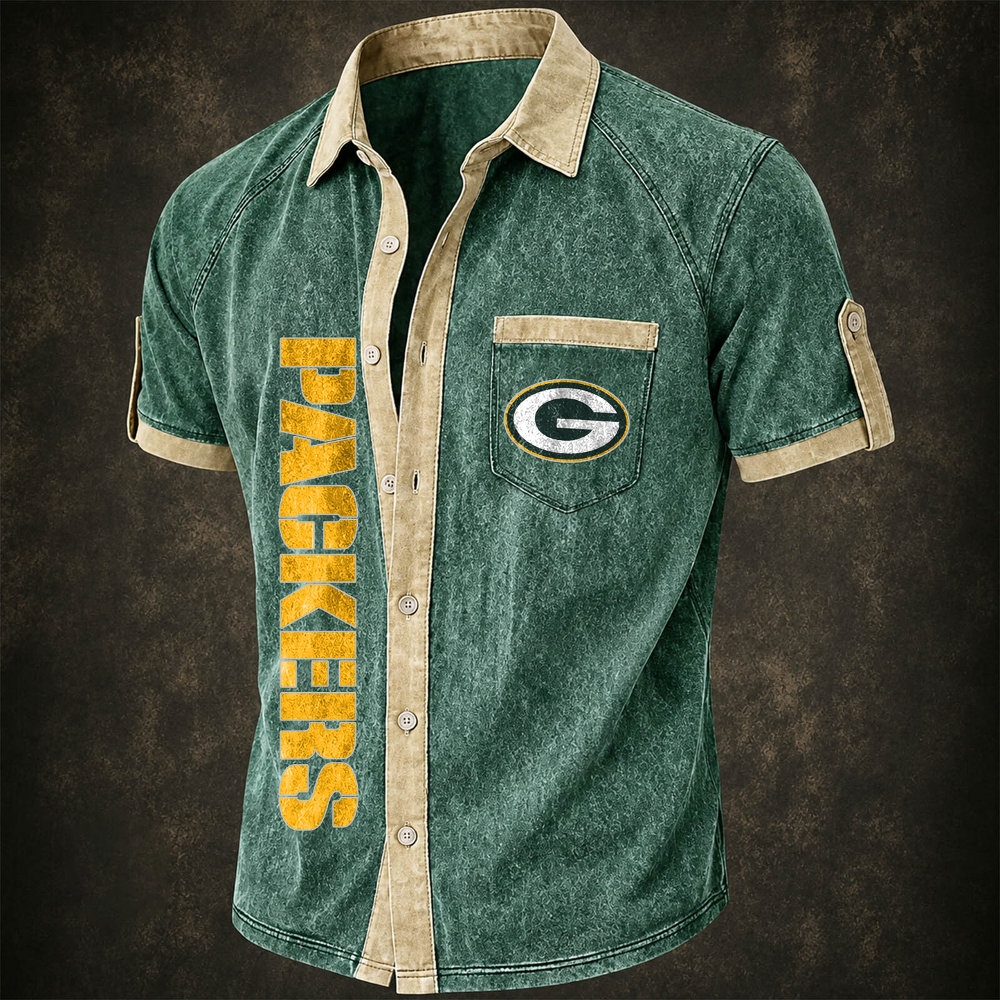GB x NFL Short-Sleeve Button-Up Sports Shirt