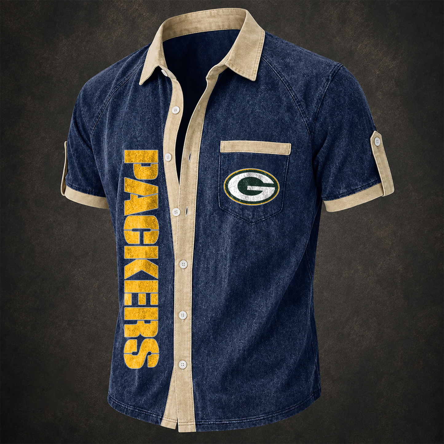 GB x NFL Short-Sleeve Button-Up Sports Shirt