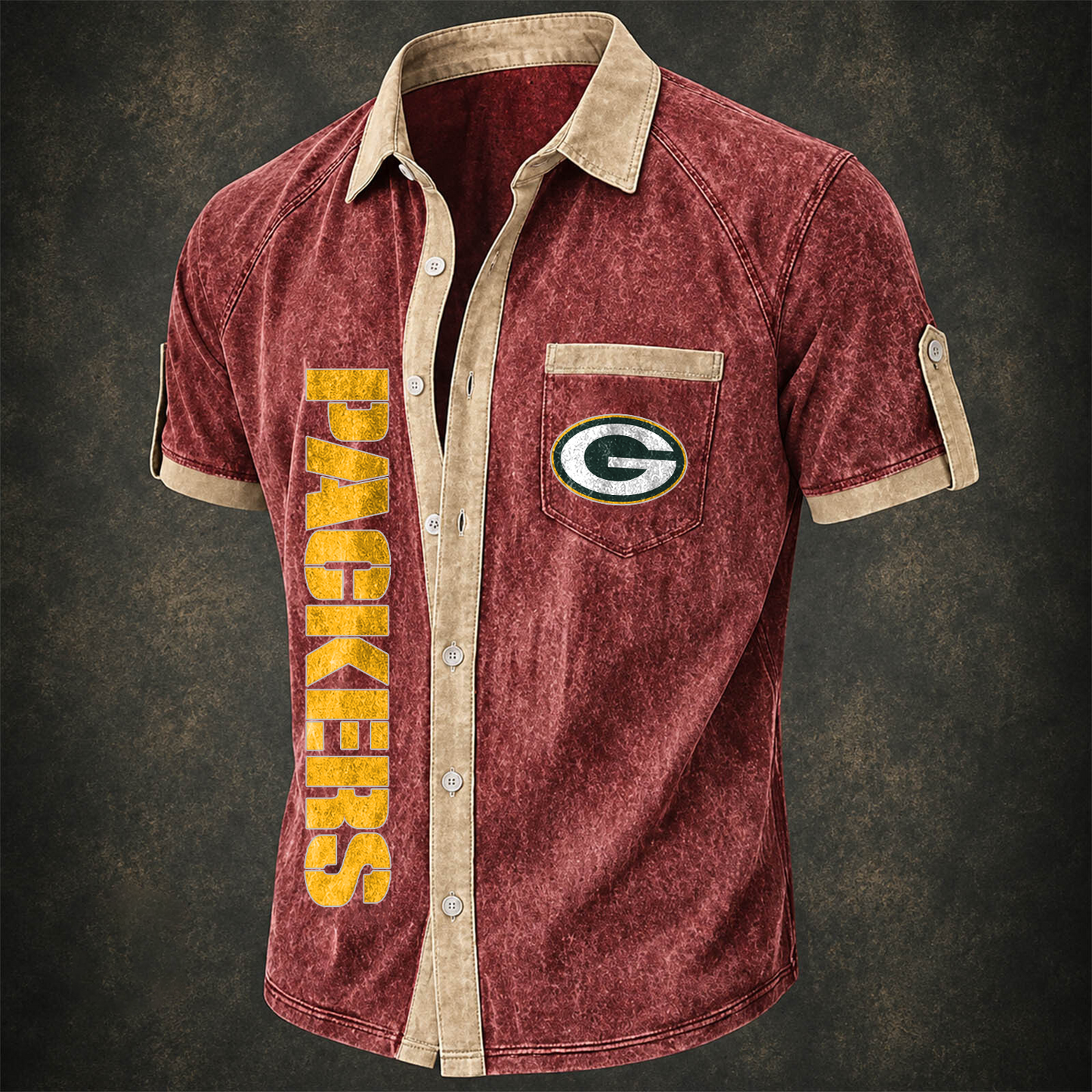 GB x NFL Short-Sleeve Button-Up Sports Shirt
