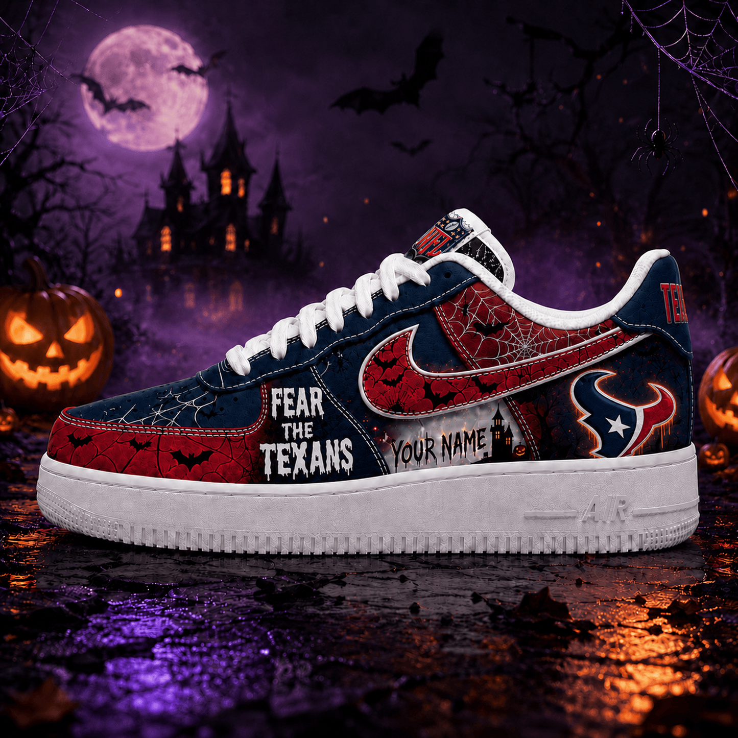 HOU x NFL Fear The Team Halloween AF1 Sneakers 1807