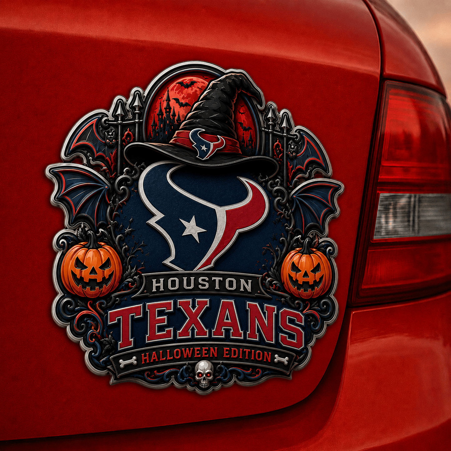 HOU x NFL Halloween Edition Car Namge Badge