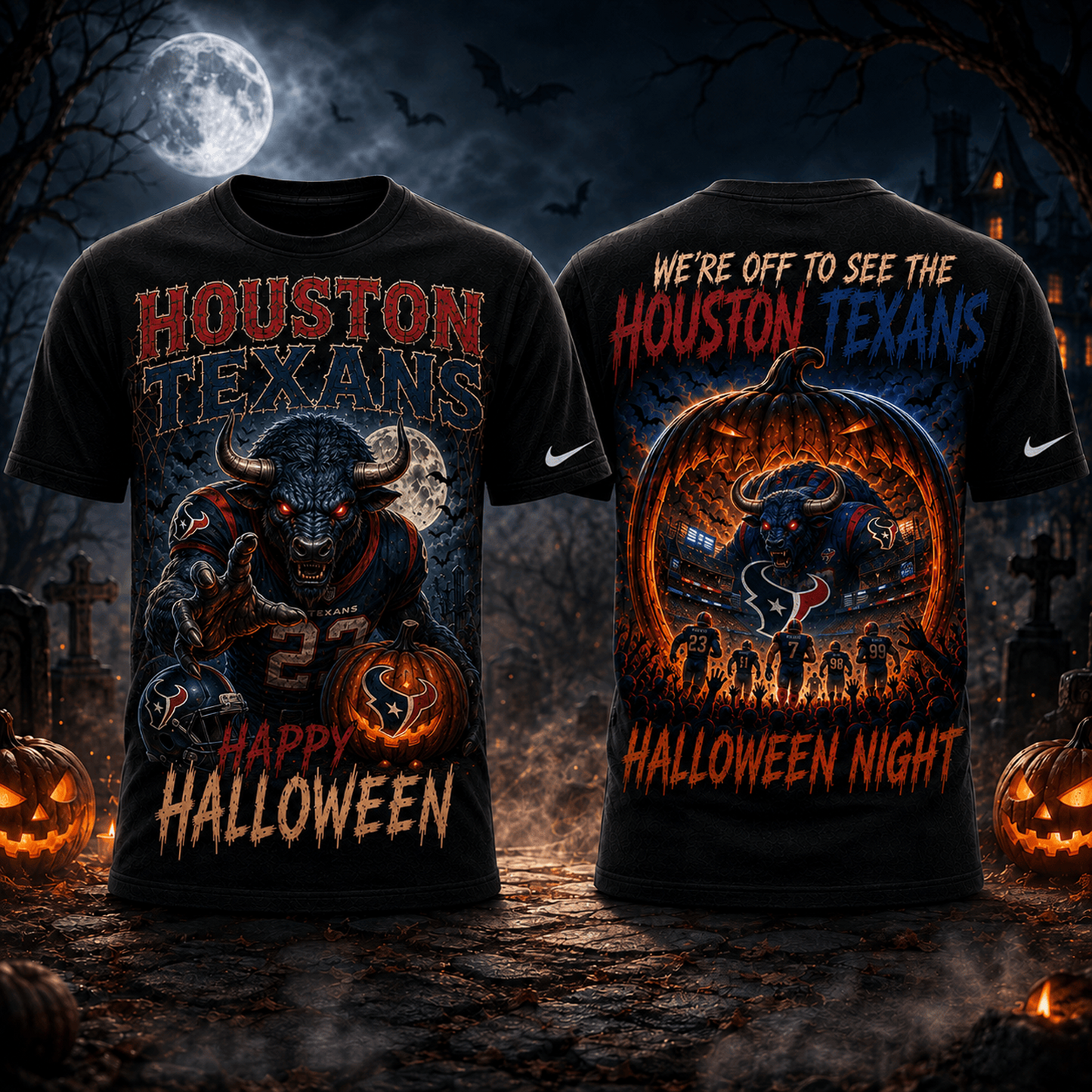 HOU x NFL Halloween Game Day 3D Shirt
