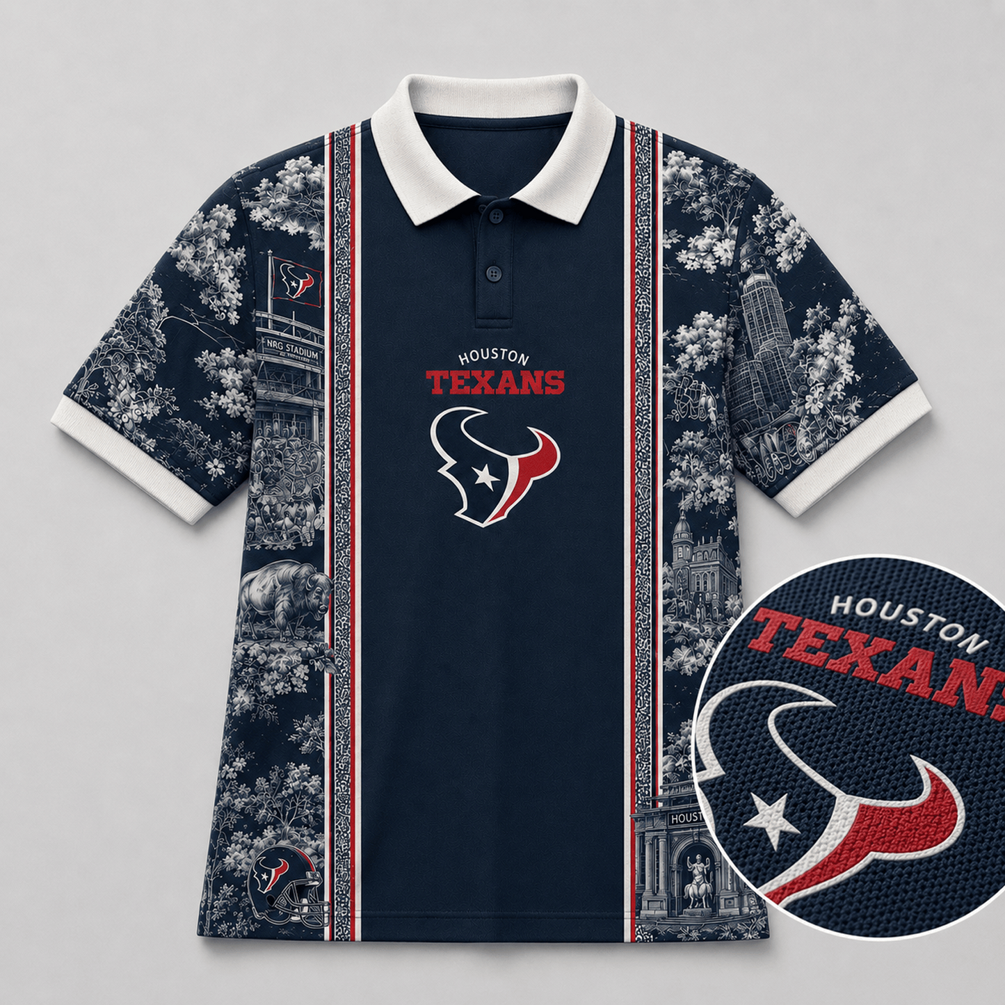 HOU x NFL Heritage Cityscape Polo Shirt for Loyal Fans