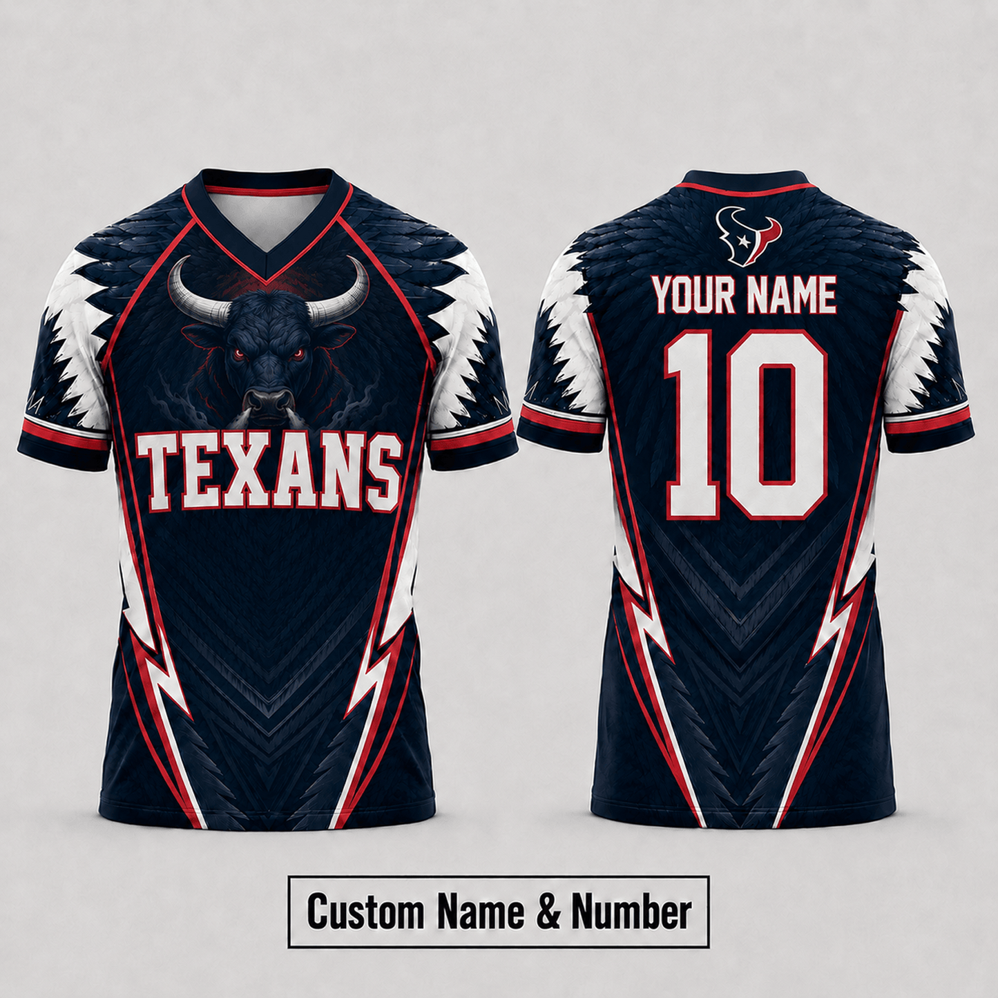 HOU x  NFL Premium Custom Name And Number Jersey For Fierce Football Fans