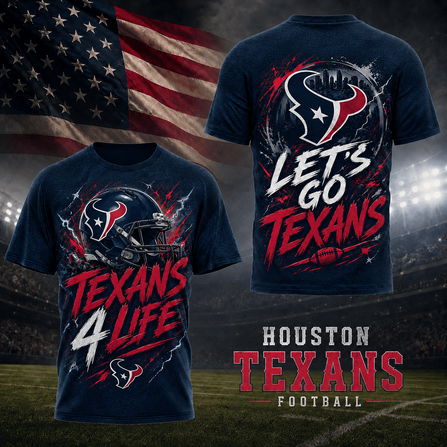 HOU x NFL Premium Fan For Life 3D Shirt