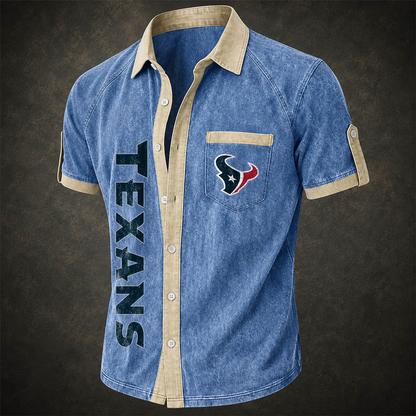 HOU x NFL Short-Sleeve Button-Up Sports Shirt