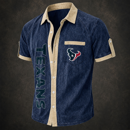 HOU x NFL Short-Sleeve Button-Up Sports Shirt