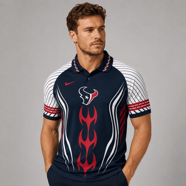 HT Premium NFL Flame Stripe Athletic Polo Shirt
