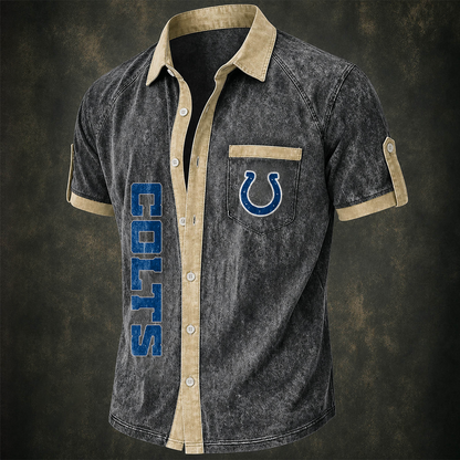IND x NFL Short-Sleeve Button-Up Sports Shirt