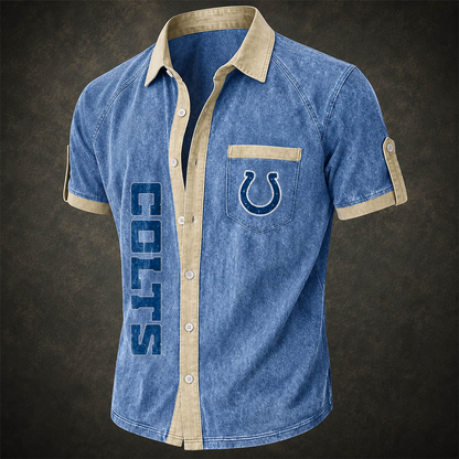 IND x NFL Short-Sleeve Button-Up Sports Shirt