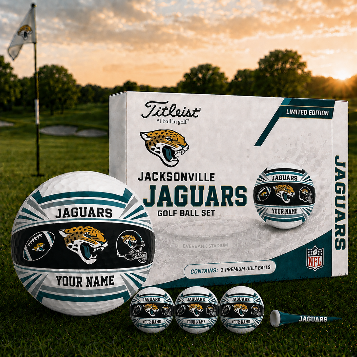 JAC x NFL Inspired Golf Ball Set  3 Premium Golf Balls V2