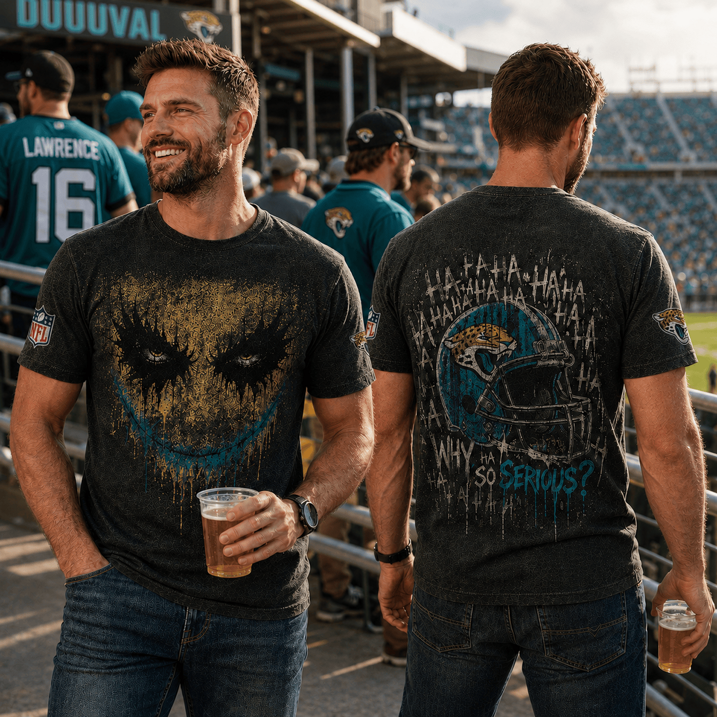 JAC x NFL Premium Joker 3D T-Shirt For Football Fans Loving Dark Aesthetic