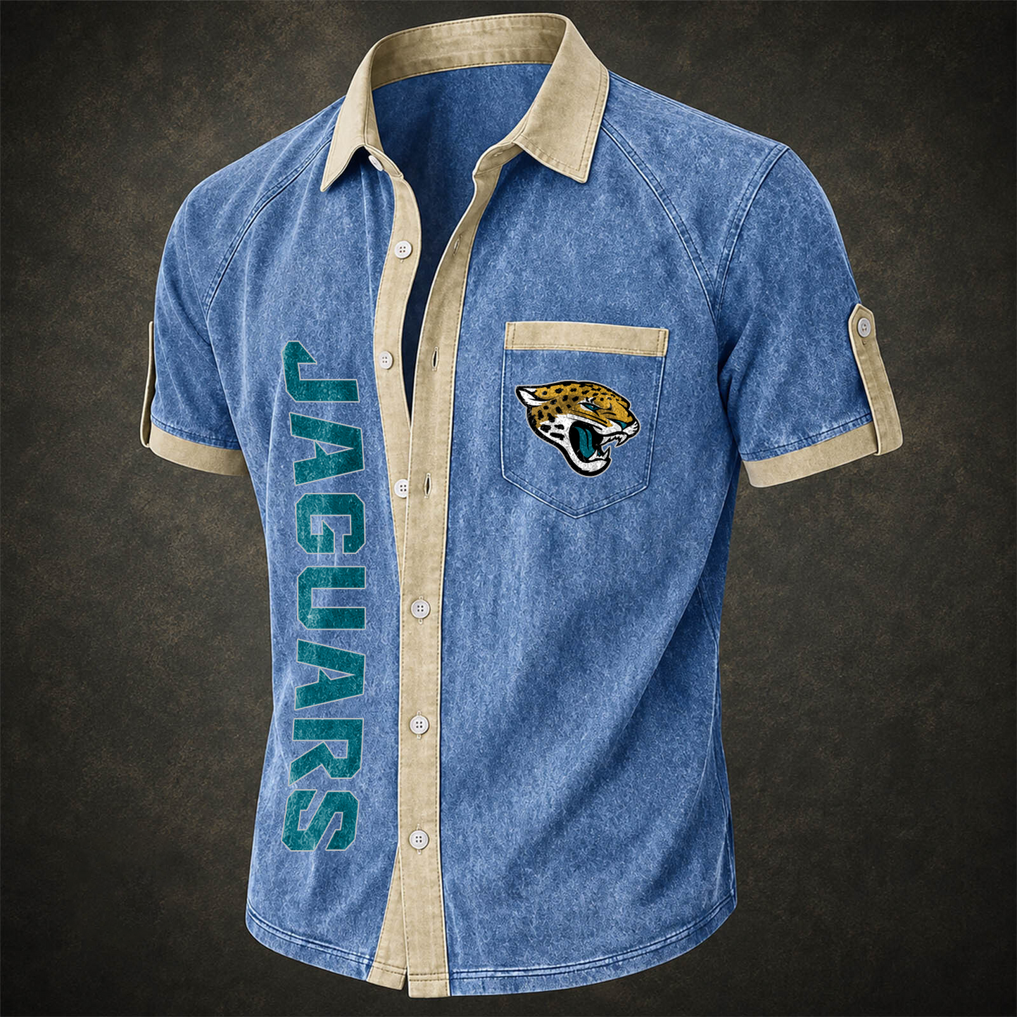 JAX x NFL Short-Sleeve Button-Up Sports Shirt