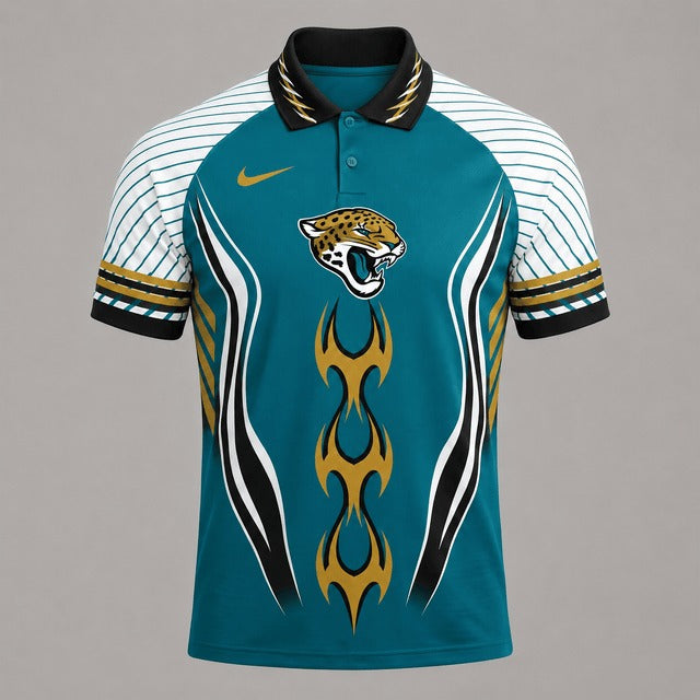 JJ Premium NFL Flame Stripe Athletic Polo Shirt