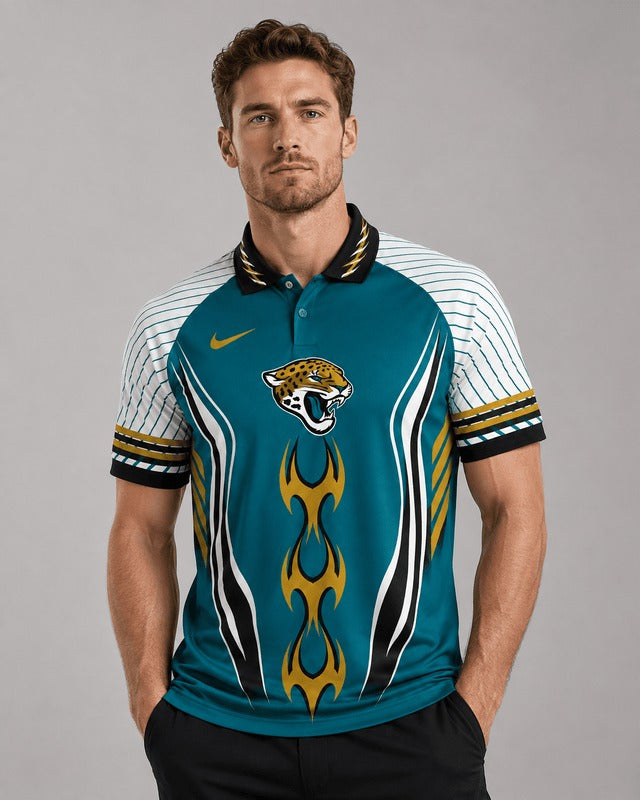 JJ Premium NFL Flame Stripe Athletic Polo Shirt
