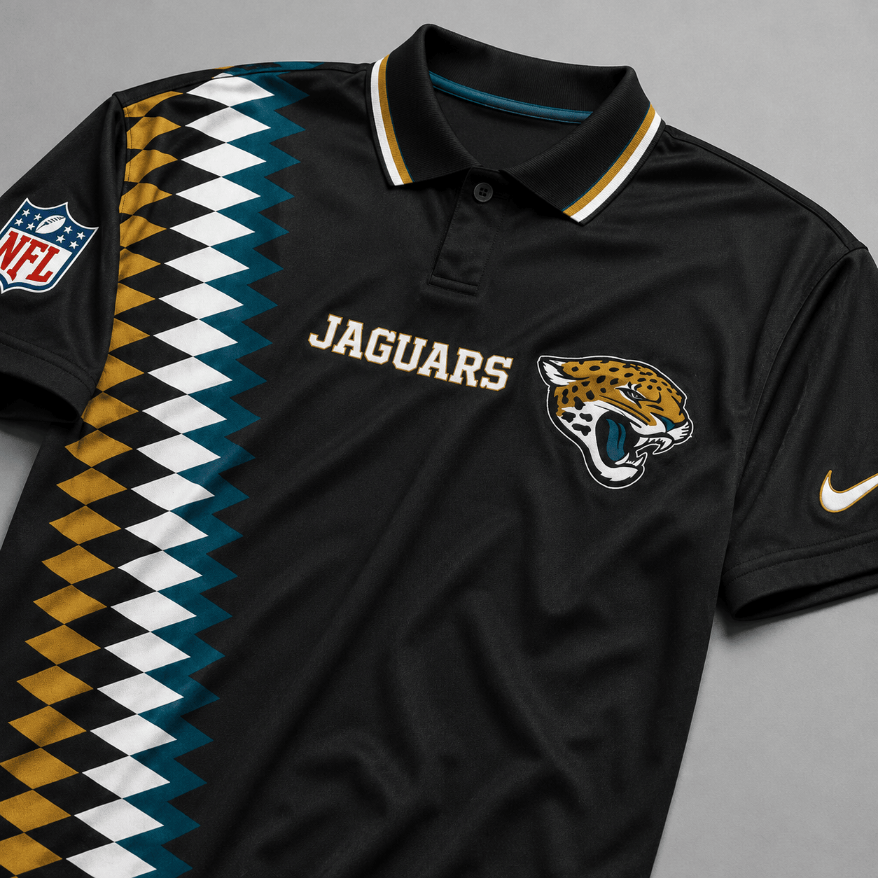 JJ Premium NFL Men’s Sporty Zigzag Stripe Polo Shirt