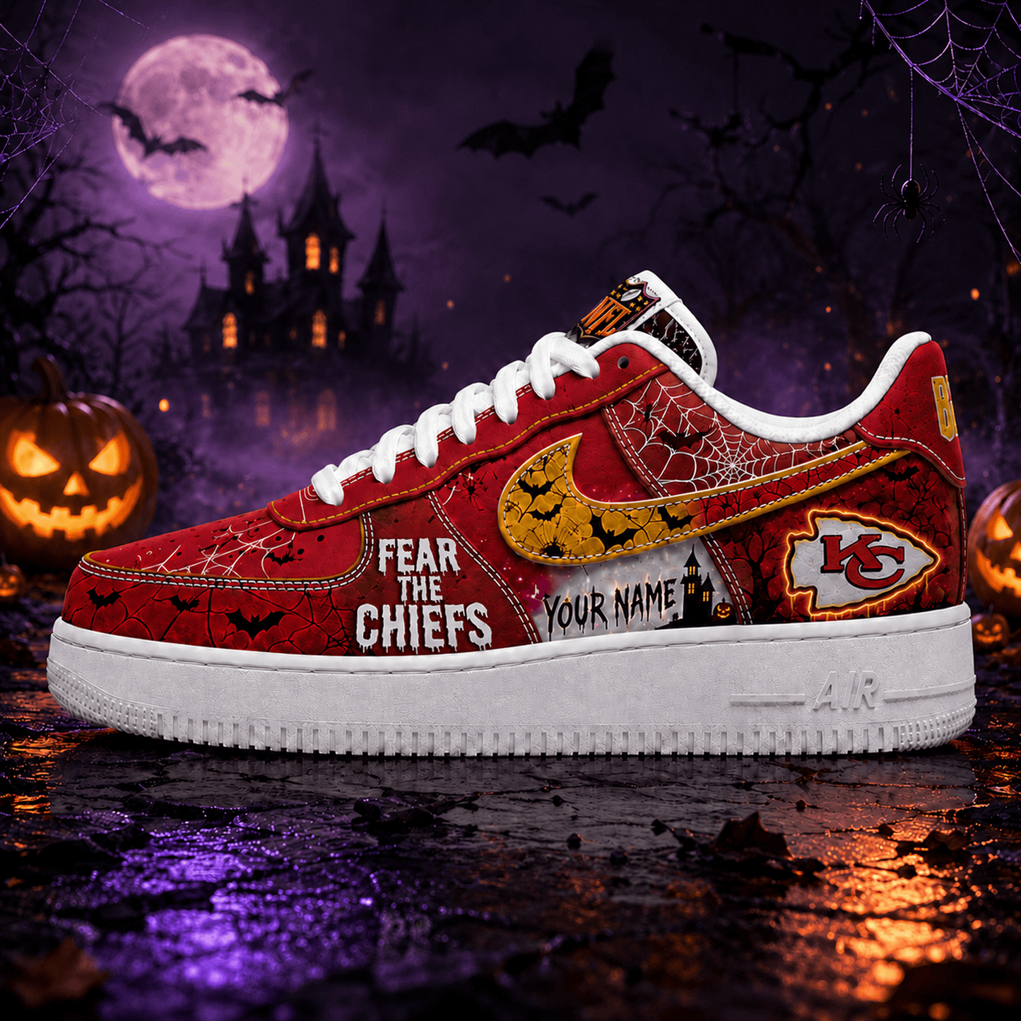 KC x NFL Fear The Team Halloween AF1 Sneakers 1807