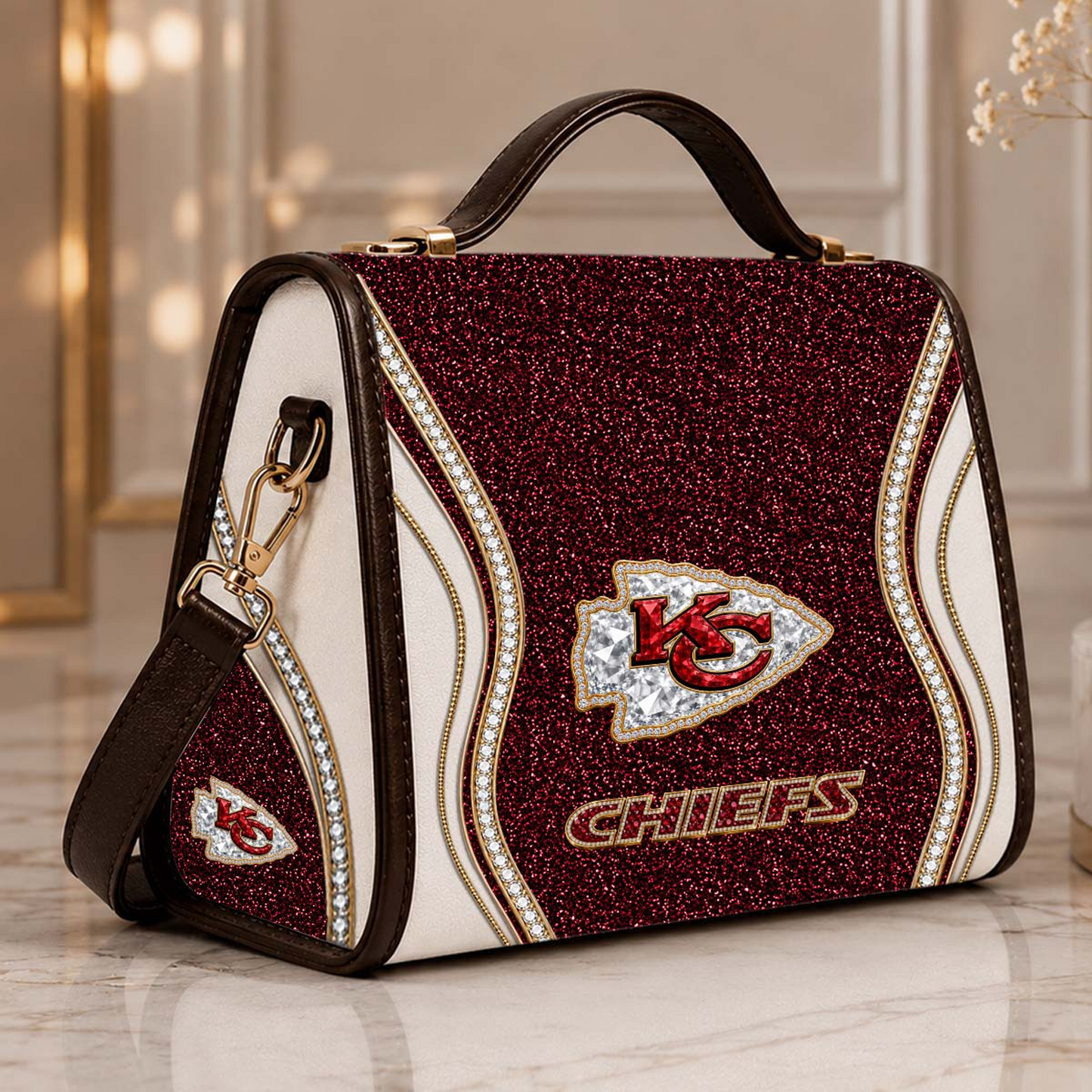 KC x NFL Glitter Leather Handbag