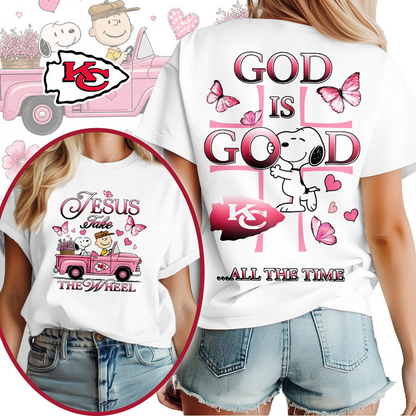 KC x NFL Jesus Take The Wheel God Is Good 3D Shirt