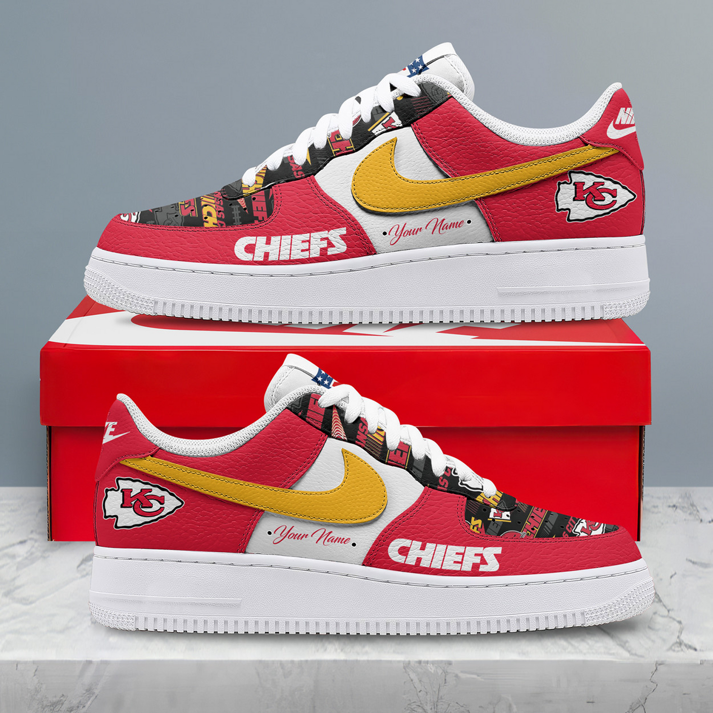 KC x NFL Personalized Team Icon AF1 Shoes