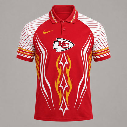 KCC Premium NFL Flame Stripe Athletic Polo Shirt