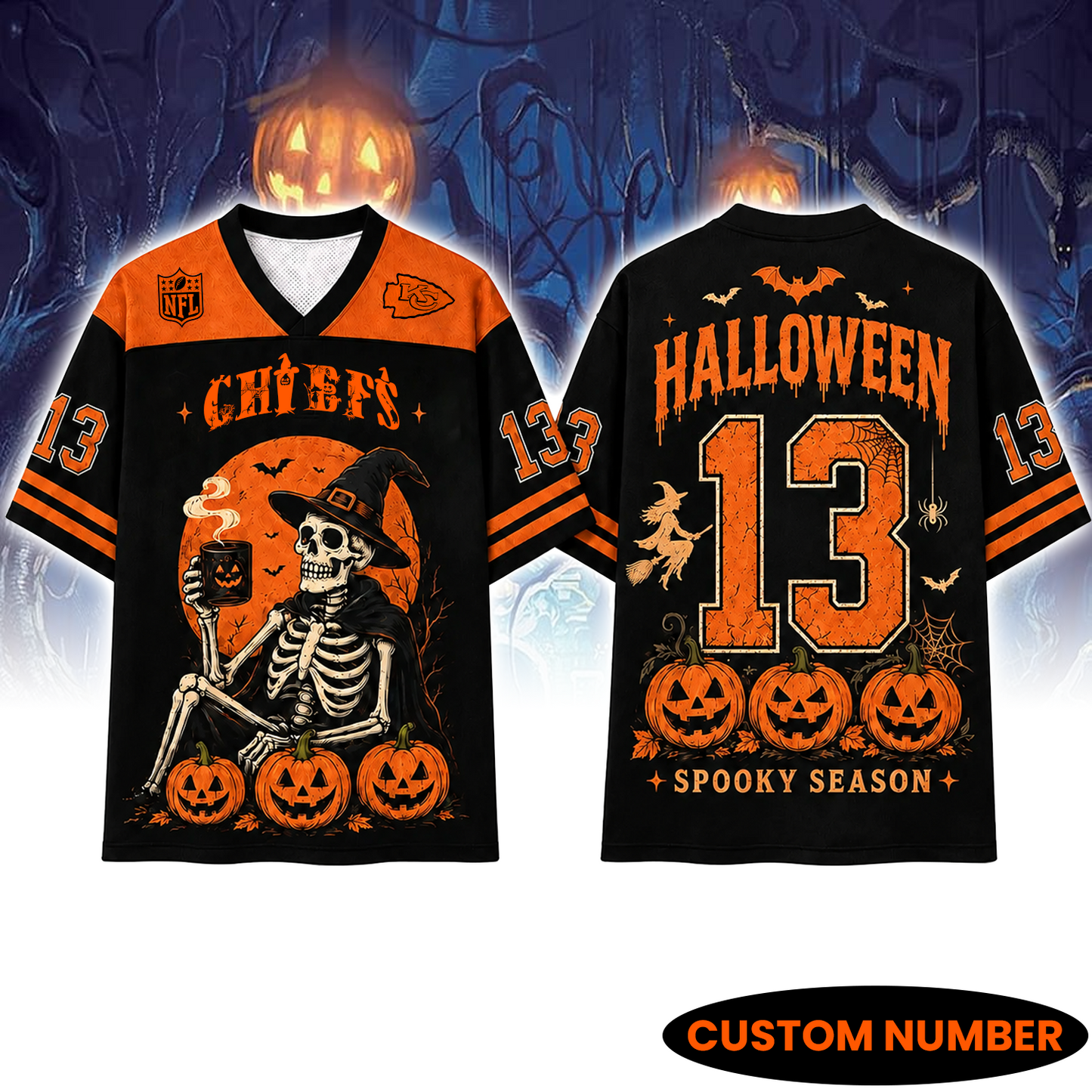 KCC x NFL Witch Skeleton Mesh Shirt