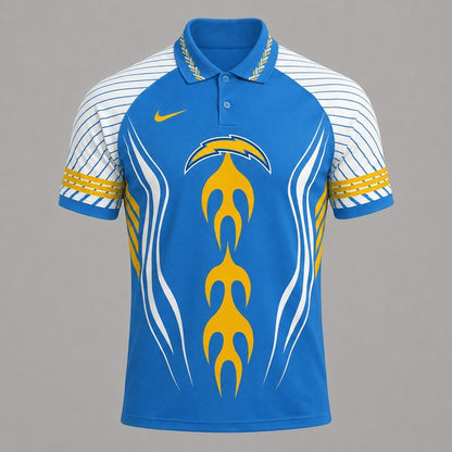 LAC Premium NFL Flame Stripe Athletic Polo Shirt