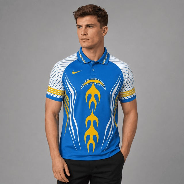 LAC Premium NFL Flame Stripe Athletic Polo Shirt