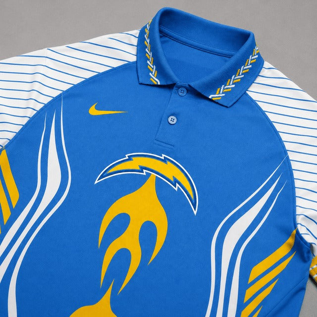 LAC Premium NFL Flame Stripe Athletic Polo Shirt
