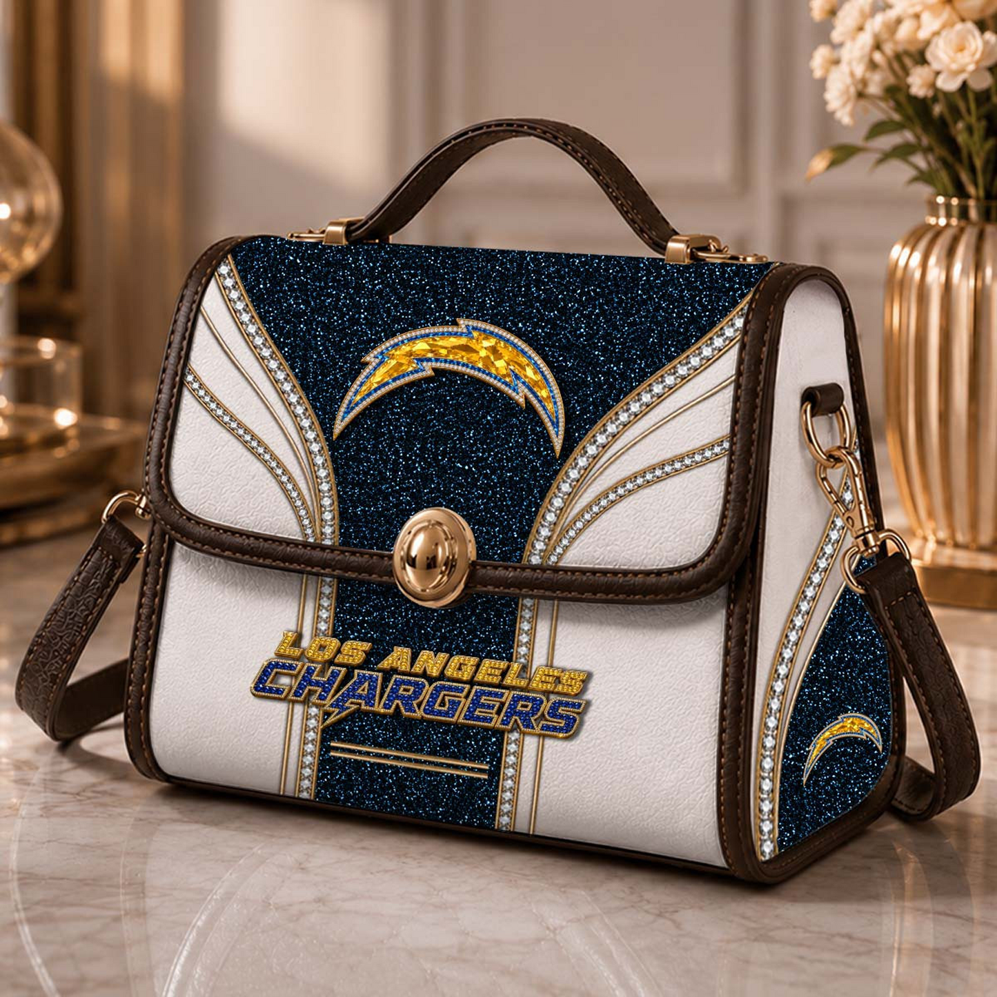 LAC x NFL Glitter Leather Handbag